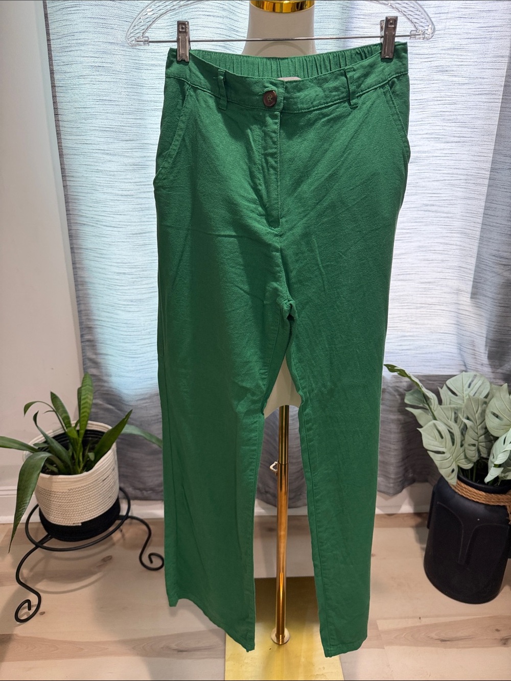 Love Tree Emerald Green Straight Leg Trousers